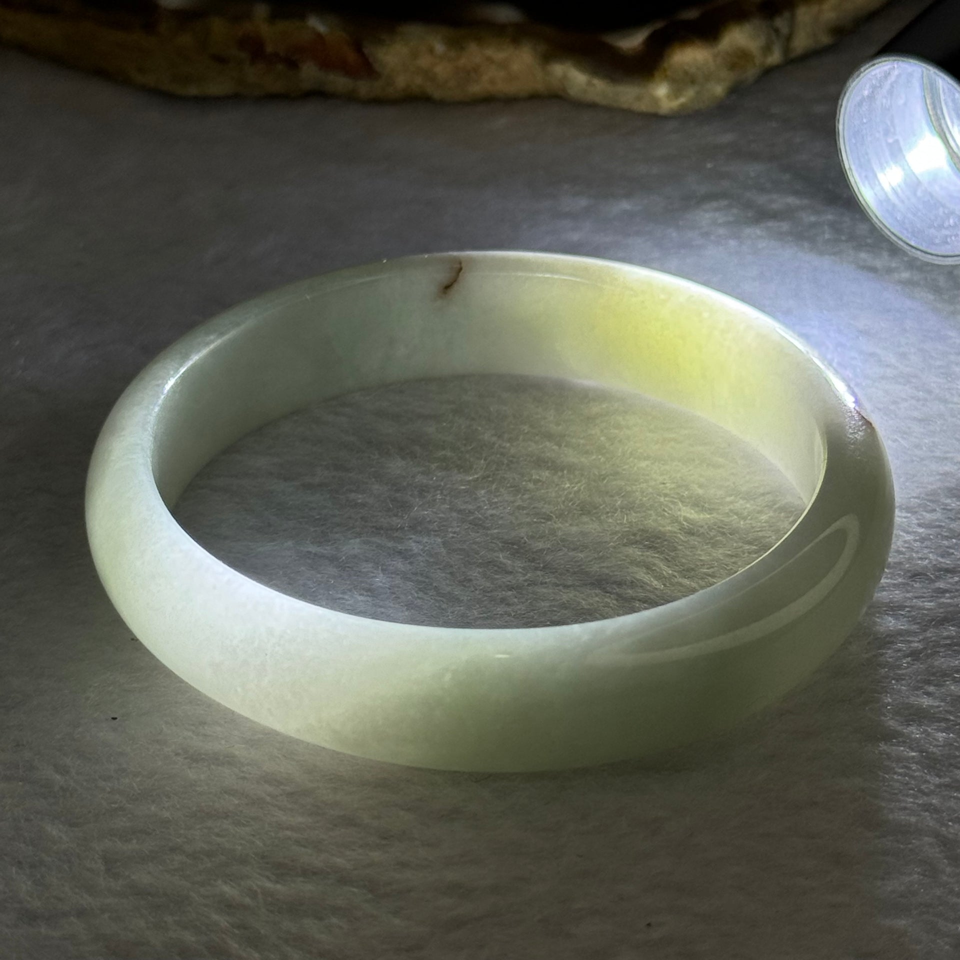 Type A Sky Blue Jadeite Oval Bangle 34.39g Internal Diameter 53.7mm 12.5 by 6.2mm (Slight External Line) - Huangs Jadeite and Jewelry Pte Ltd