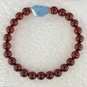 Natural Dark Red Blood Amber Beads Bracelet 天然血珀手链 8.45g 17cm 7.6mm 24 Beads - Huangs Jadeite and Jewelry Pte Ltd