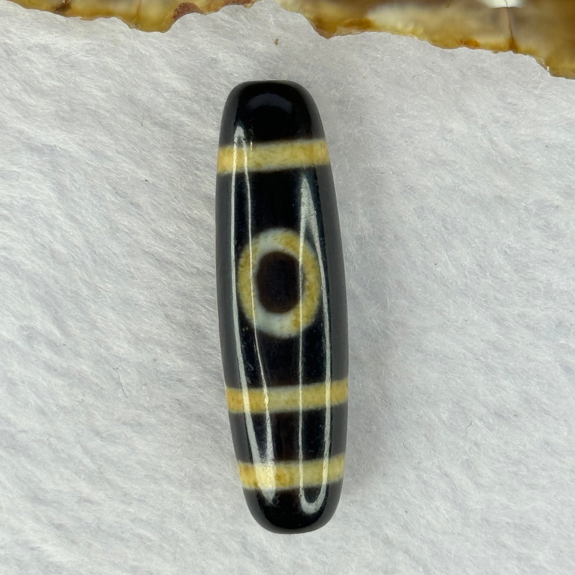 Natural Powerful Tibetan Old Oily Agate 2 Eyes Dzi Bead Heavenly Master (Tian Zhu) 二眼天诛 6.52g 37.8 by 10.9mm - Huangs Jadeite and Jewelry Pte Ltd