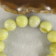 Natural Green Serpentine Jade Beads Bracelet 天然黄山玉手链 54.12g 15cm 14.1mm 14 Beads - Huangs Jadeite and Jewelry Pte Ltd