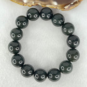 Natural Dark Green Nephrite Beads Bracelet 72.84g 17cm 14mm - Huangs Jadeite and Jewelry Pte Ltd