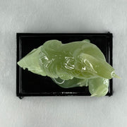 Natural Green Serpentine Phoenix with Bird with Wooden Stand Display 678.9g L155.0 by B105.0 by H226.0 mm - Huangs Jadeite and Jewelry Pte Ltd