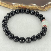 Type A Opaque Black Omphasite Jadeite Beads with Faint Green Jadeite Melon Charm Bracelet 21.49g 15.5cm 8.0mm 22 Bead 10.1 by 9.3m 1 Bead - Huangs Jadeite and Jewelry Pte Ltd