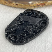 Type A Opaque to Partial Translucent Black Omphacite Jadeite Dog Pendant 23.89g 59.8 by 39.8 by 8.6mm - Huangs Jadeite and Jewelry Pte Ltd