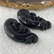 Type A Opaque Black Omphacite Jadeite Dragon 12.51g 42.4 by 20.6 by 8.2mm and Phoenix 13.27g 42.6 by 20.7 by 8.7mm Pair Pendant - Huangs Jadeite and Jewelry Pte Ltd