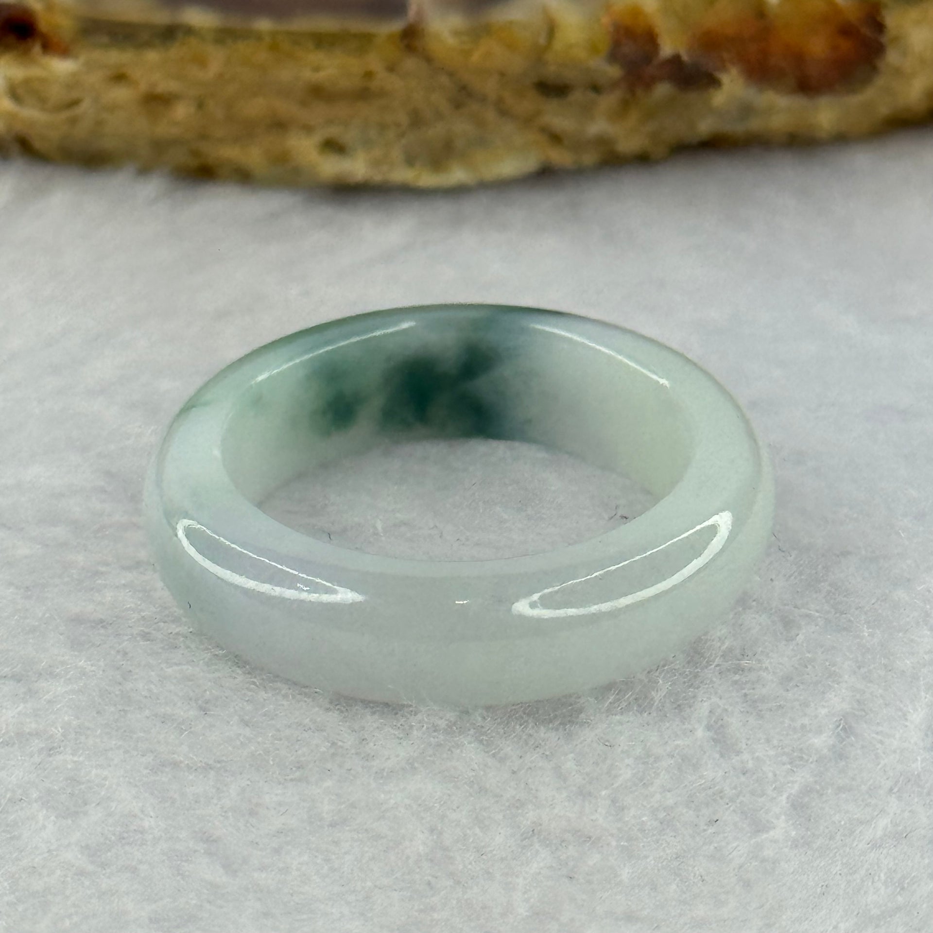 Type A Light Green with Blueish Green Patch Jadeite Ring 3.82g 6.0 by 3.6mm US8.25 HK18 - Huangs Jadeite and Jewelry Pte Ltd