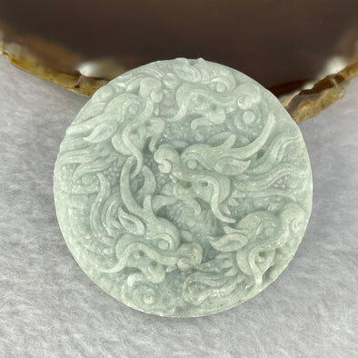 Type A Matt (unpolished) Green Jadeite 9 Dragons Pendent 70.68g 54.9 by 13.2 mm - Huangs Jadeite and Jewelry Pte Ltd