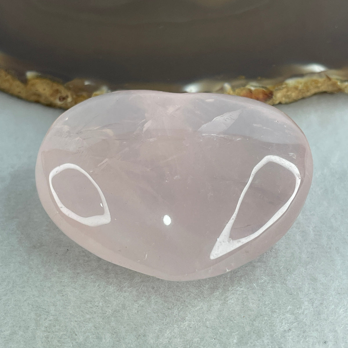 Good Grade Natural Rose Quartz Heart Shape Display | (107.25g | 58.9 x 52.0 x 27.1mm Dimensions | Heart Chakra Master Catalyst, "Zhao Tao Hua" Relationship & Interpersonal Charm Magnet, Mindful Compassion & Feng Shui Harmony Anchor)