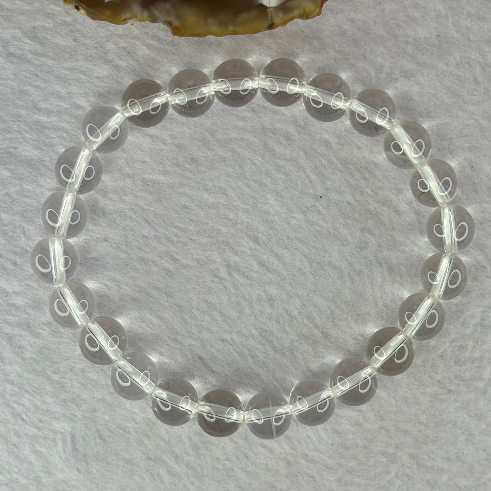 Natural Clear Quartz Bracelet 天然白水晶手链 18.64g 16.5cm 8.4mm 24 Beads - Huangs Jadeite and Jewelry Pte Ltd