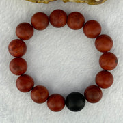 Natural Red Agate with Black Amber Beads Bracelet 54.86g 18.5cm 14.2mm 14 + 1  Black Amber Bead - Huangs Jadeite and Jewelry Pte Ltd