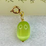 Green Cat's Eye Glass Charm Pendent 2.48g 14.3m by 9.8mm - Huangs Jadeite and Jewelry Pte Ltd