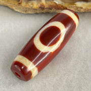 Natural Powerful Tibetan Old Oily Red White Agate One Eye Wood Element Dzi Bead Heavenly Master (Tian Zhu) 一眼木元素天珠 9.65g 37.5 by 12.9mm - Huangs Jadeite and Jewelry Pte Ltd