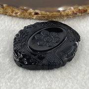 Type A Opaque Black Omphacite Jadeite Good Vs Evil Om Mani Padme Hum Pendant 33.00g 50.8 by 43.2 by 8.0mm - Huangs Jadeite and Jewelry Pte Ltd
