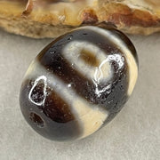 Natural Powerful Tibetan Old Oily Agate 3 Eyes Dzi Bead Heavenly Master (Tian Zhu) 三眼天诛 6.20g 20.3 by 14.7mm - Huangs Jadeite and Jewelry Pte Ltd