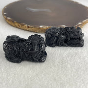 Certified Natural Type A Black Omphacite Jadeite Pixiu pair Pendant Each About 63.02g 51.2 by 29.4 by 21.0mm And 64.42g 48.5 by 28.1 by 22.7mm - Huangs Jadeite and Jewelry Pte Ltd