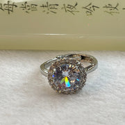 Moissanite with Crystals in Sliver Colour Ring 4.19g 10.0 by 6.0mm - Huangs Jadeite and Jewelry Pte Ltd