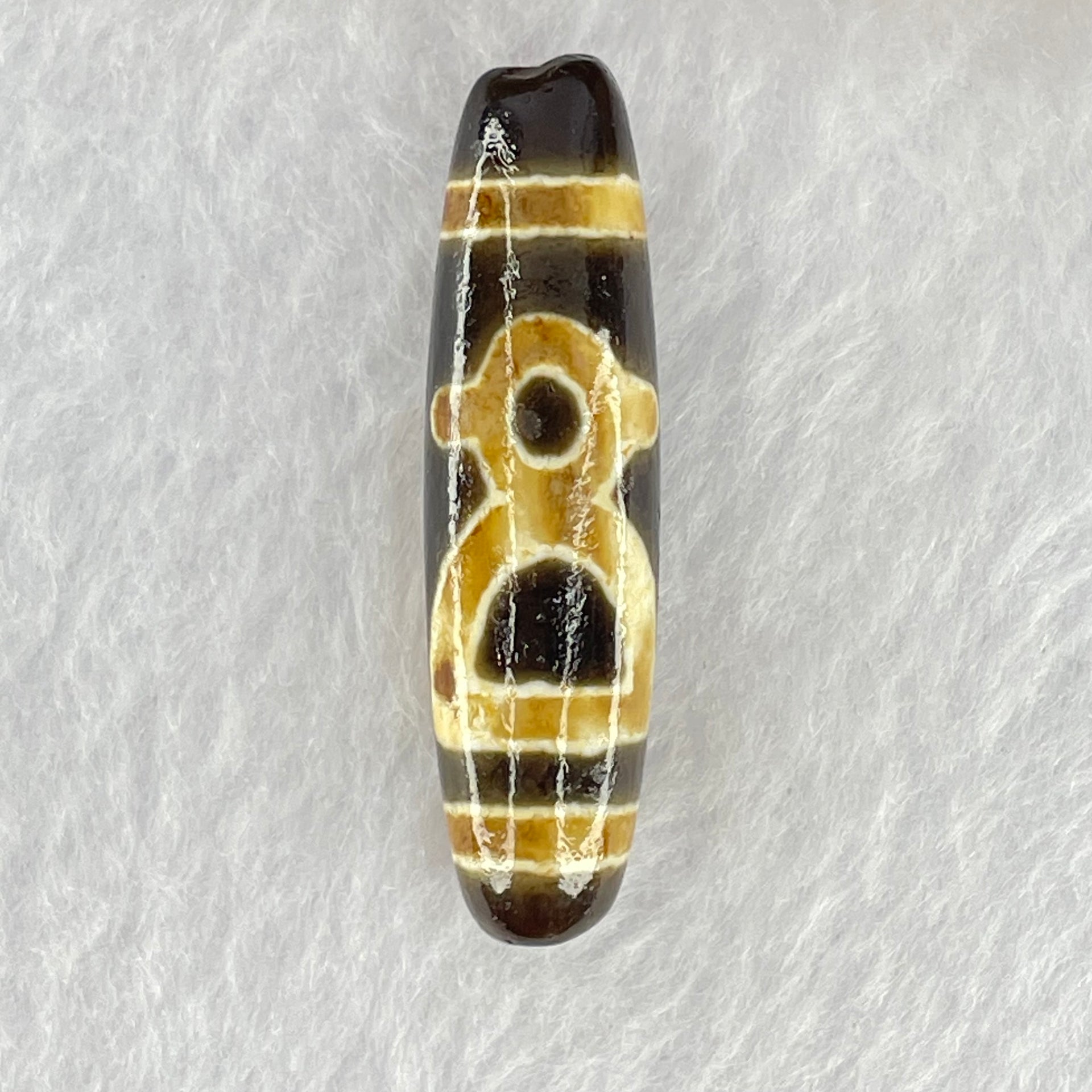 Natural Powerful Tibetan Old Oily Dark and Light Grown Agate Cai Shen Dzi Bead Heavenly Master (Tian Zhu) 6.59g 40.0 by 10.6mm - Huangs Jadeite and Jewelry Pte Ltd