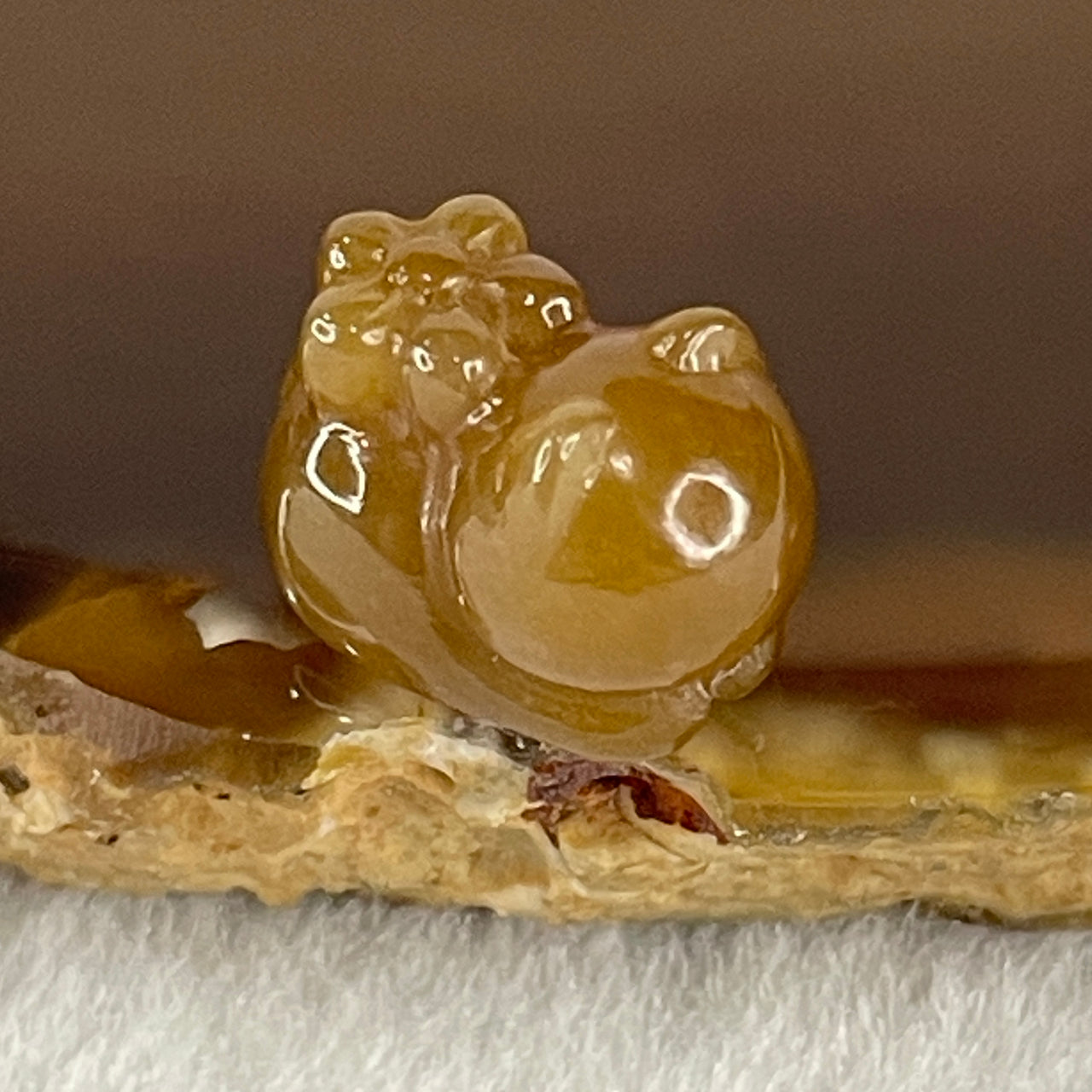 Certified Natural Brown Nephrite Cat Charm for Pendant or Bracelet 2.25g 14.5 by 9.5 by 9.9mm