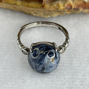 Good Grade Natural Blue Pietersite in S925 Sliver 2.84g 11.2 by 6.5mm (Adjustable Size) - Huangs Jadeite and Jewelry Pte Ltd