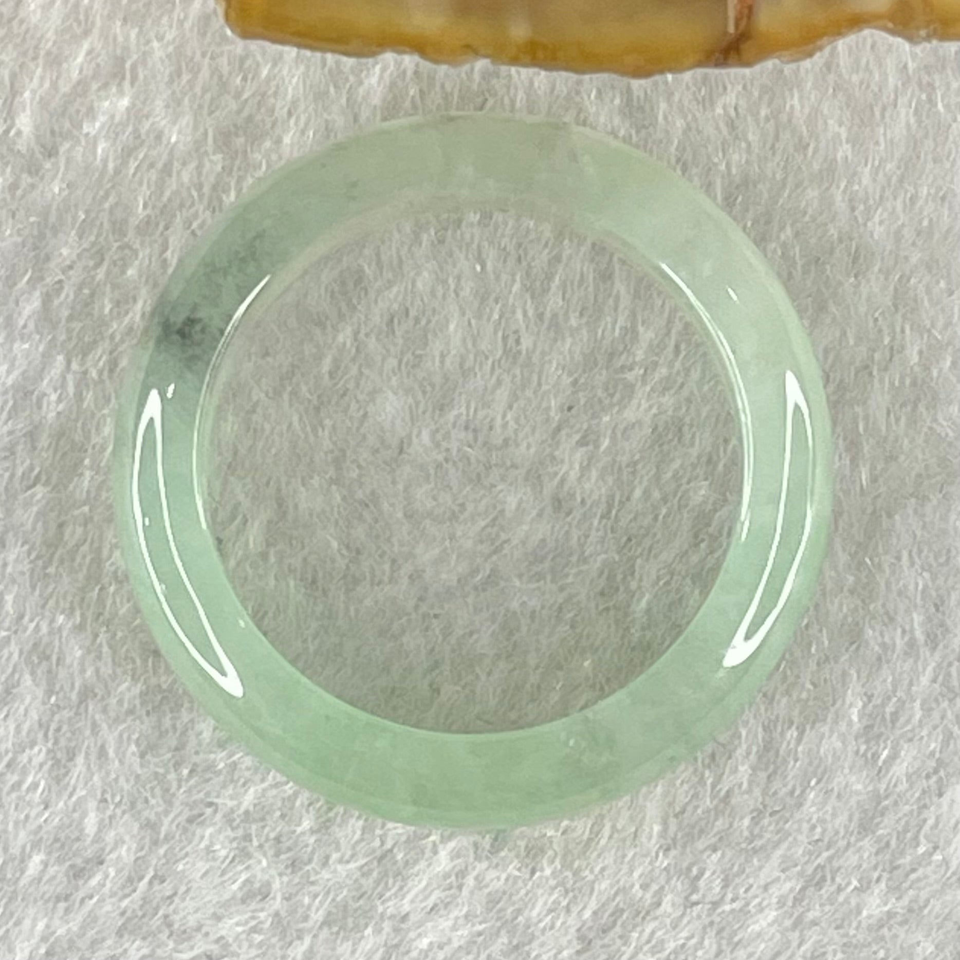 Type A Semi Icy Faint Blueish Green With Blueish Green Patches Jadeite Ring 2.44g 4.8 by 3.2 US6.75 HK14.8 (Very Slight Internal Lines) - Huangs Jadeite and Jewelry Pte Ltd