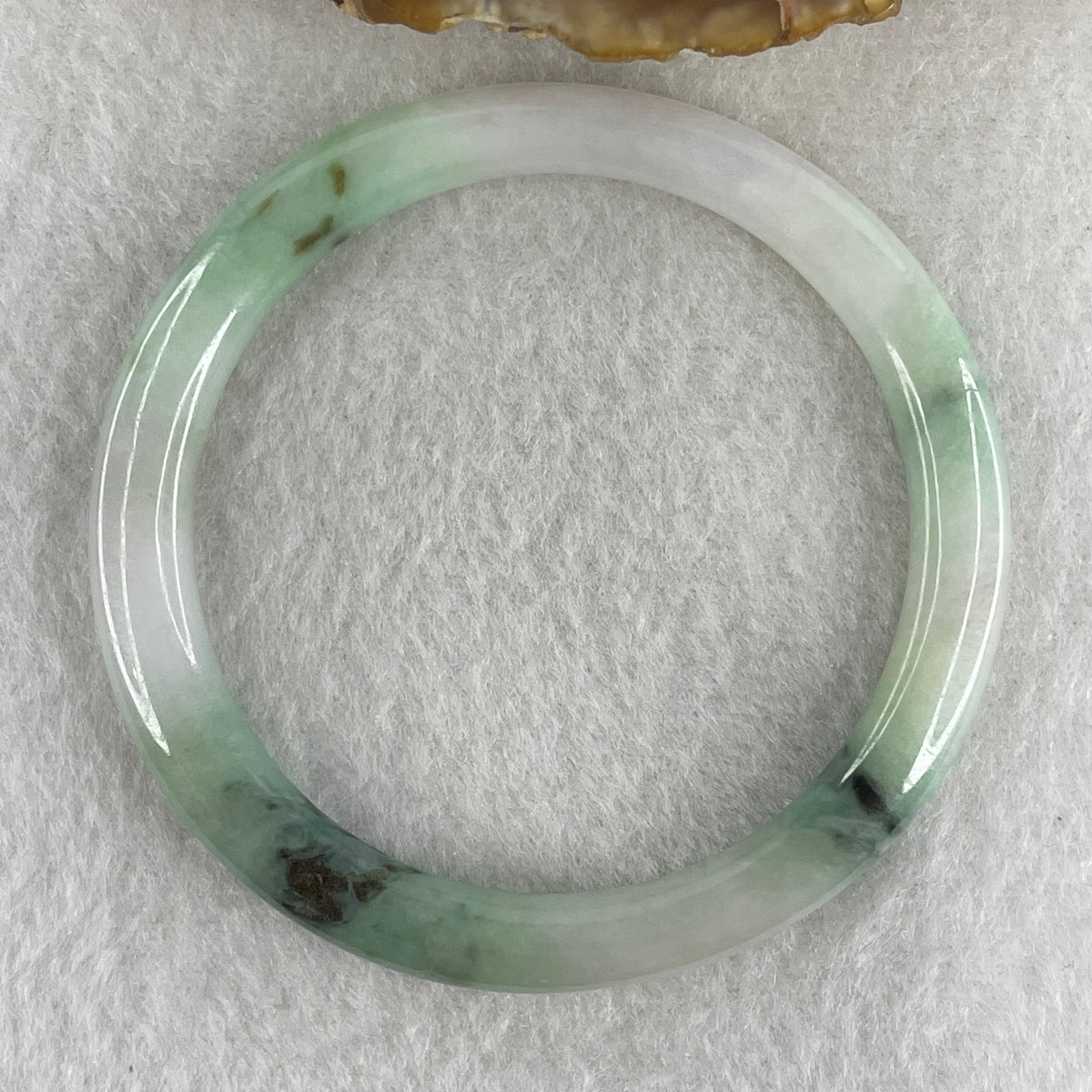 Natural Type A Green with Lavender Piao Hua Jadeite Flat Ding Dang Bangle 22.98g Inner Diameter 52.8mm 6.6 by 7.5mm (Very Very Slight External Rough) - Huangs Jadeite and Jewelry Pte Ltd