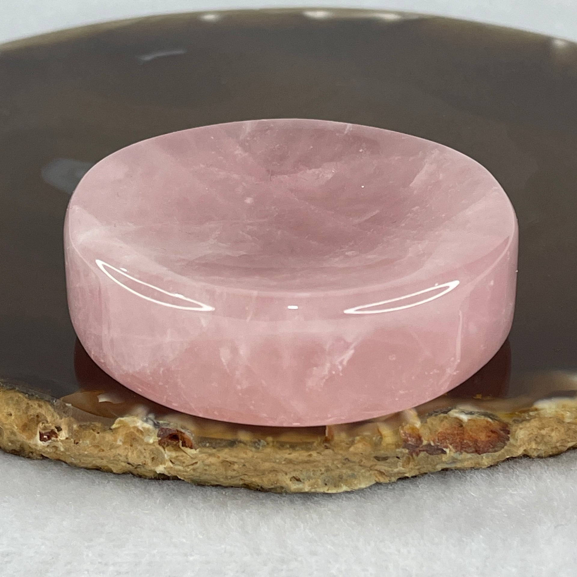 Natural Rose Quartz Plate Display 91.73g 55.3 by 16.4mm - Huangs Jadeite and Jewelry Pte Ltd
