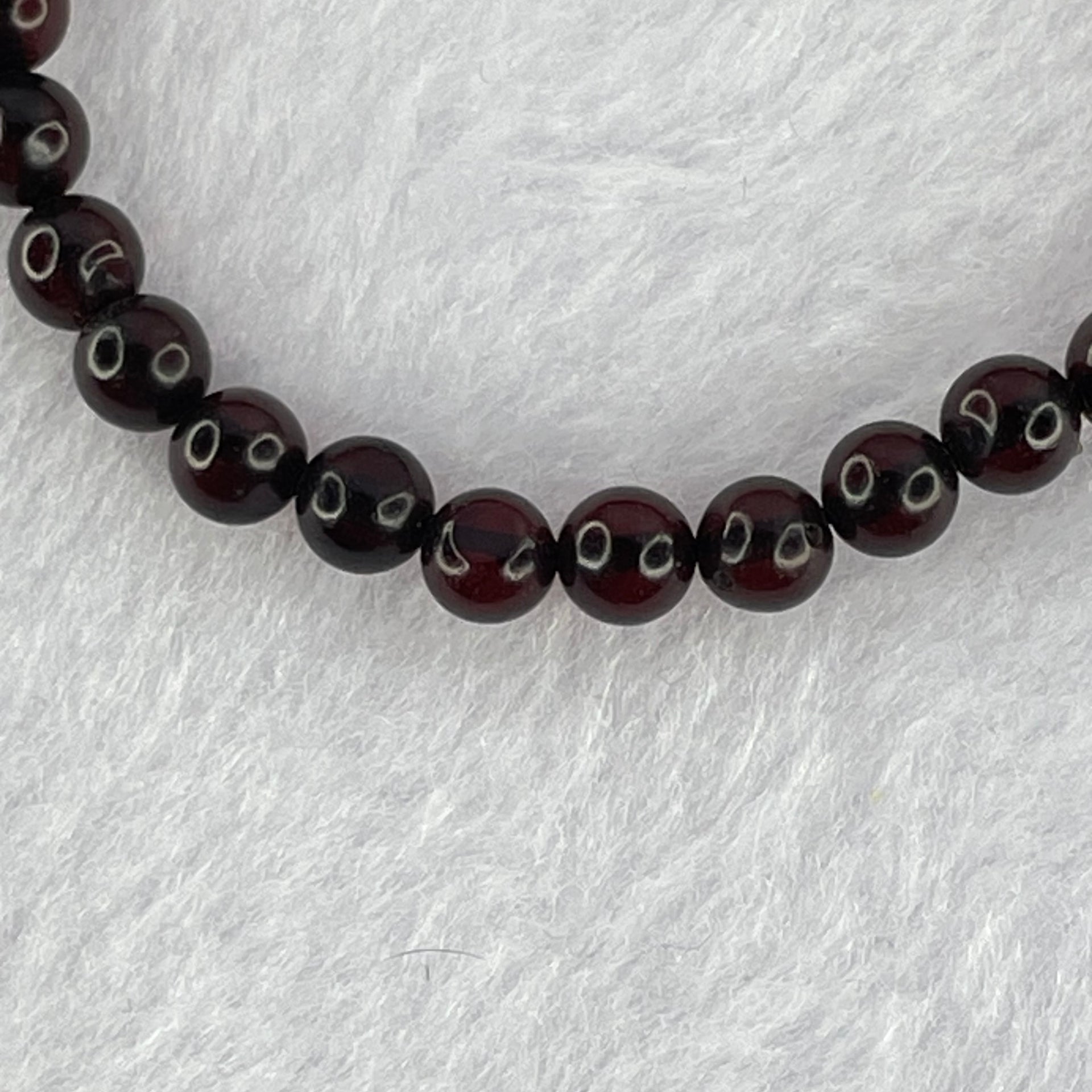 Natural Dark Blood Red Amber Beads Bracelet 天然血珀手链  3.95g 15cm 5.4mm 31 Beads - Huangs Jadeite and Jewelry Pte Ltd