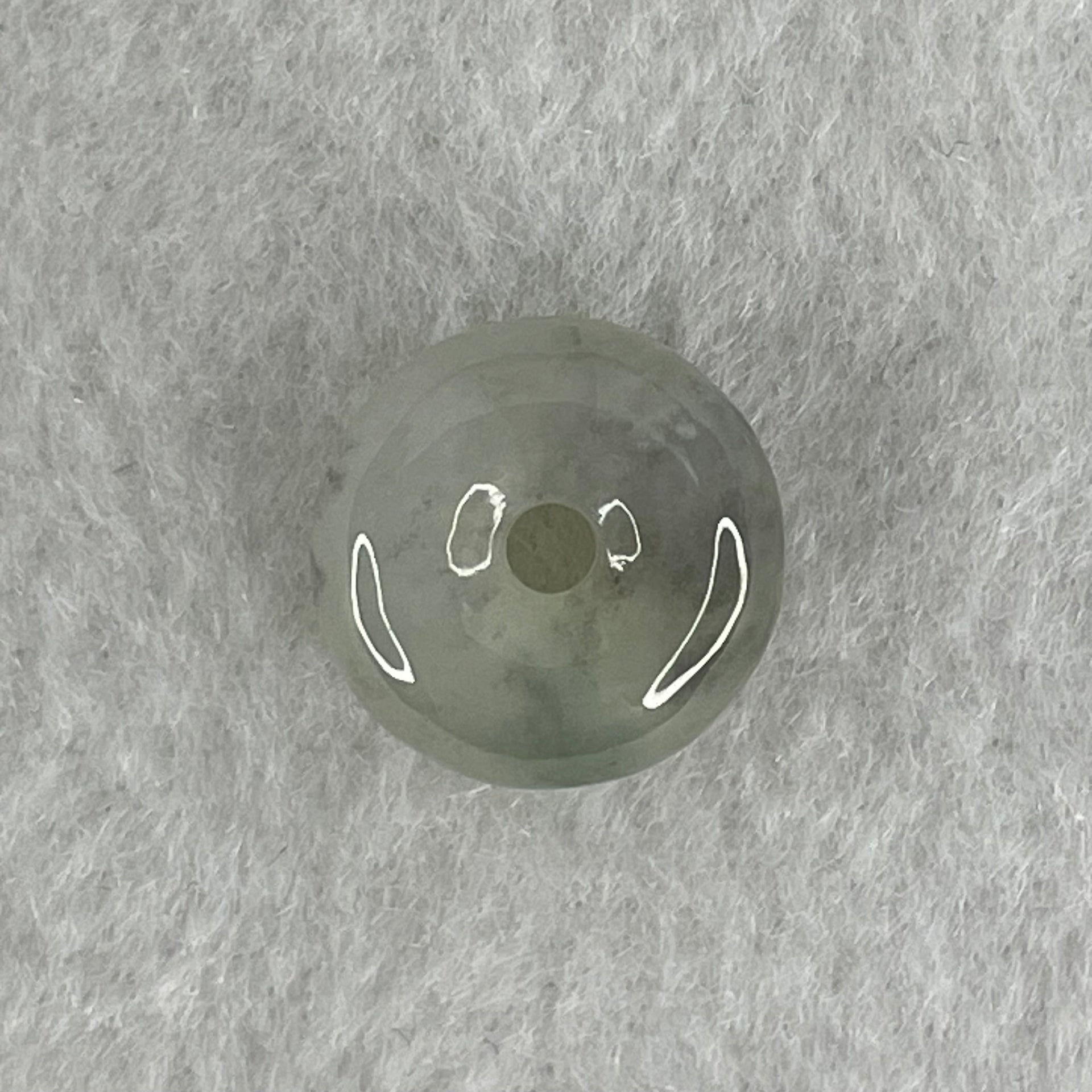 Type A Icy Wuji Grey Jadeite Ping An Kou Donut Charm Pendant 2.77g 13.8 by 7.0mm - Huangs Jadeite and Jewelry Pte Ltd