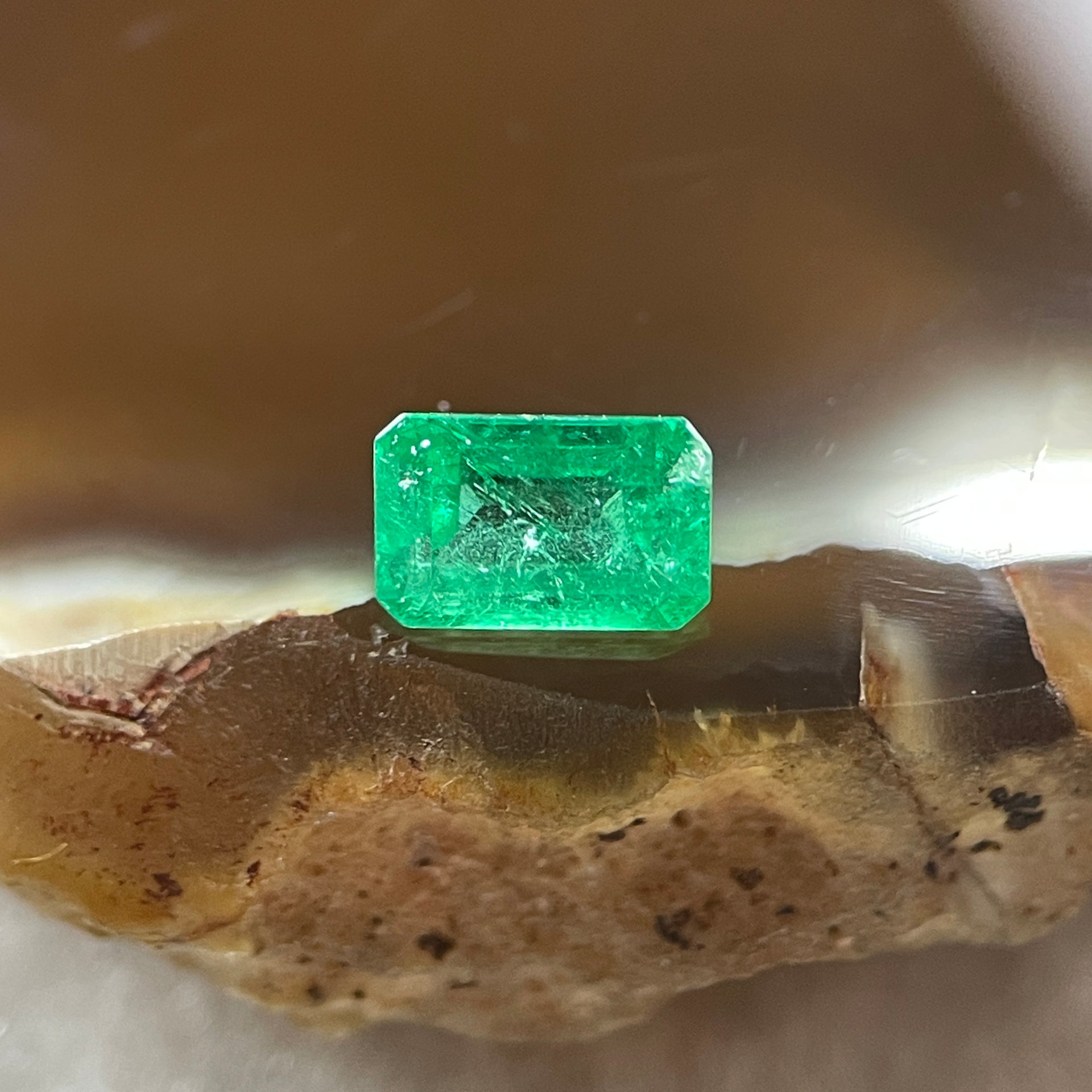 Natural Colombia Vivid Green Emerald (Beryl) Cut-Cornered Rectangular Step cut 0.47ct 5.6 by 3.9 by 2.8mm - Huangs Jadeite and Jewelry Pte Ltd