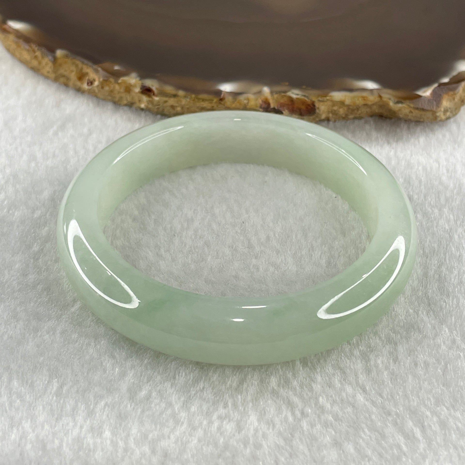 Natural Type A Jelly Full Light Green Jadeite Bangle 50.76g Inner Diameter 54.5mm 11.9 by 8.4mm (Slight Internal Line) - Huangs Jadeite and Jewelry Pte Ltd
