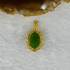 Natural Nephrite in 925 Silver in Gold Color Claps 天然和田玉925银牌 2.77g 13.9 by 9.8 by 6.1mm - Huangs Jadeite and Jewelry Pte Ltd