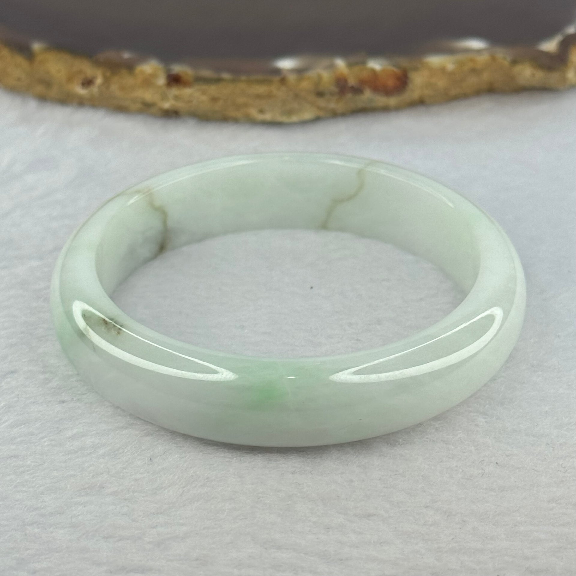 Type A Light Green Jadeite Bangle 41.68g Internal Diameter 52.2mm 12.9 by 7.2mm (Slight External Rough) - Huangs Jadeite and Jewelry Pte Ltd