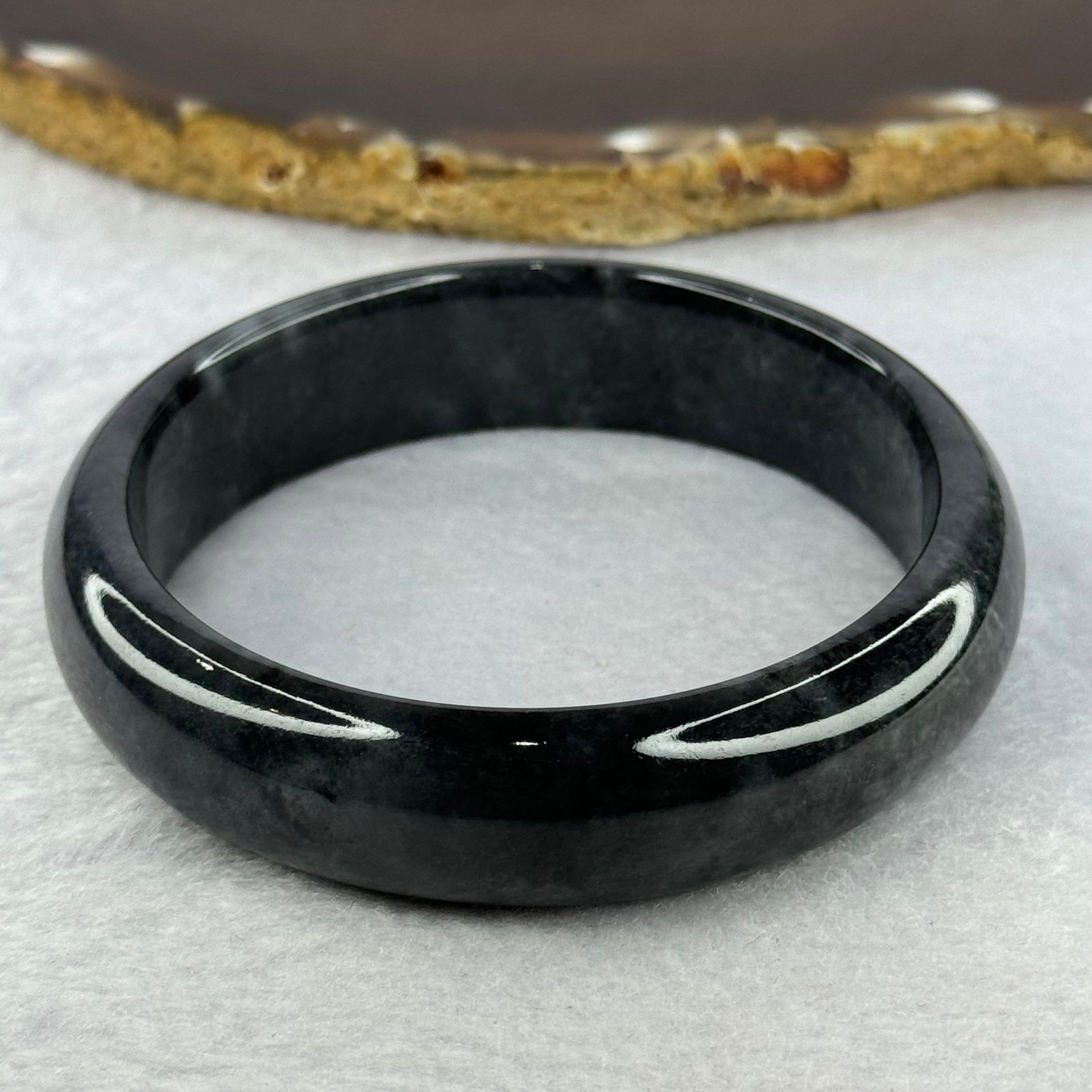 Type A Wuji Greyish Black Jadeite Bangle 72.38g Internal Diameter 60.4mm 16.2 by 8.4mm (Close to Perfect) - Huangs Jadeite and Jewelry Pte Ltd