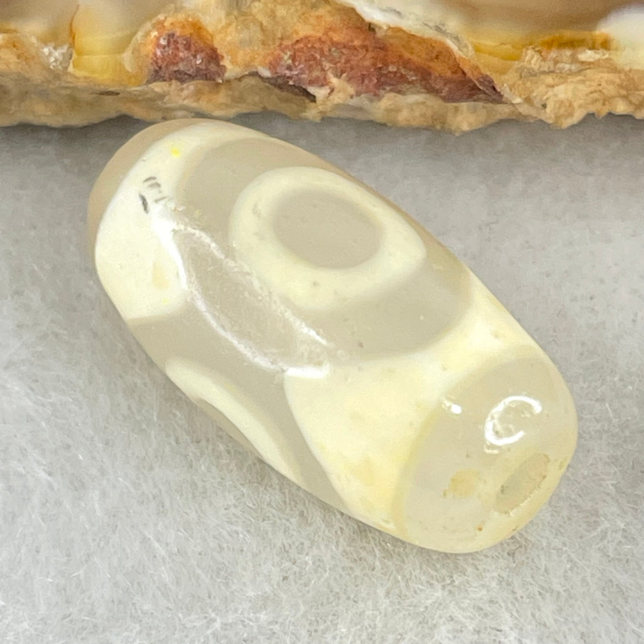 Natural Powerful Tibetan Old Oily Agate 3 Eyes Dzi Bead Heavenly Master (Tian Zhu) 三眼天诛 2.82g 19.6 by 10.1mm - Huangs Jadeite and Jewelry Pte Ltd