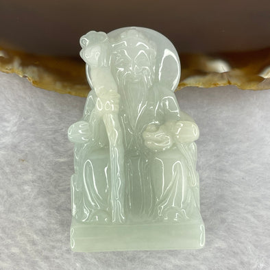 Type A Faint Green Lavender Jadeite Tua Pek Kong 他伯公 Pendant 57.85g 54.7 by 32.2 by 17.0mm - Huangs Jadeite and Jewelry Pte Ltd