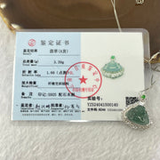 Type A Icy Blueish Green Jadeite Milo Buddha Pendent with Crystals in S925 Sliver Setting and Chain 3.39g 12.8 by 16.0 by 3.0mm - Huangs Jadeite and Jewelry Pte Ltd