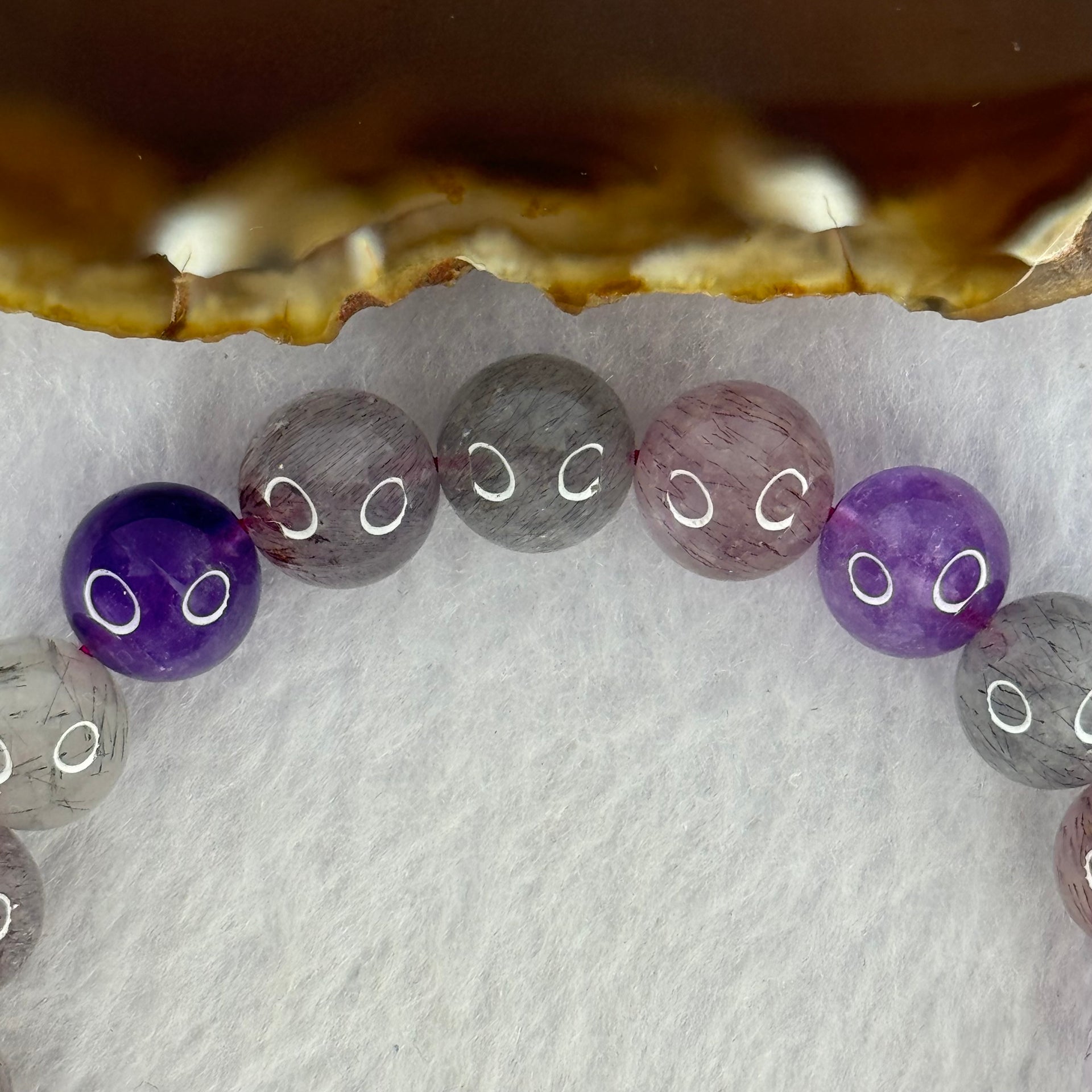 Natural Super 7 Beads Bracelet 32.42g 17.5cm 10.8mm 19 Beads - Huangs Jadeite and Jewelry Pte Ltd