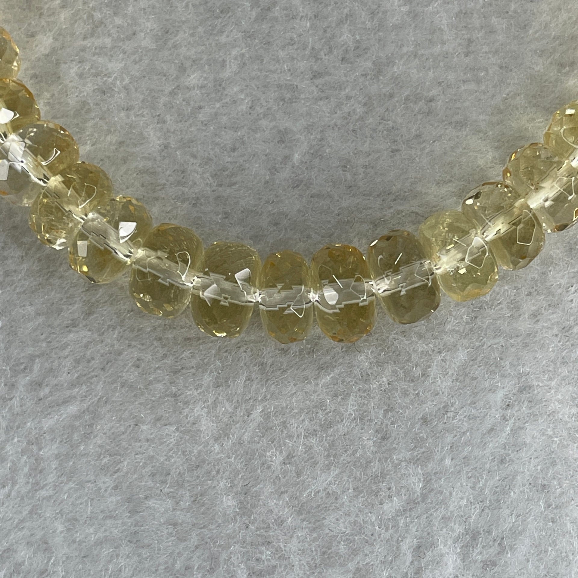 Natural Citrine Donut with Heart Shape Charm Bracelet 20.03g 15cm 8.5mm 34 Beads - Huangs Jadeite and Jewelry Pte Ltd