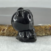 Black Obsidian Labubu Charm Display 15.67g 29.4 by 22.2 by 19.6mm - Huangs Jadeite and Jewelry Pte Ltd