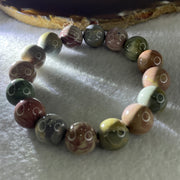 Certified Natural Alashan Agate Pastel Green Beads Bracelet 49.658g 17cm 13.3mm 16Beads - Huangs Jadeite and Jewelry Pte Ltd