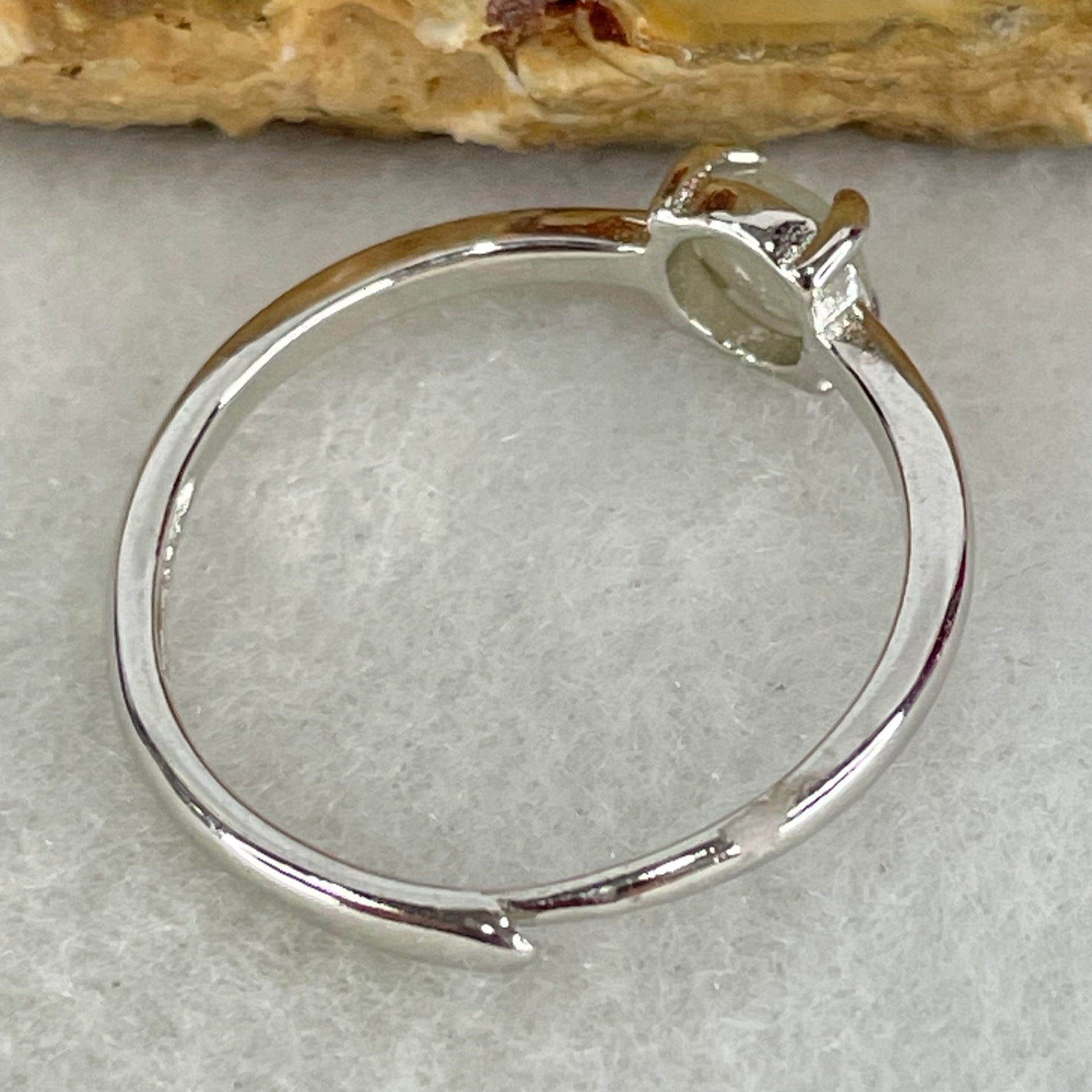 Type A Semi Icy Lavender Cabochon Jadeite in S925 Sliver Ring (Adjustable Size) 1.16g 5.2 by 3.0mm - Huangs Jadeite and Jewelry Pte Ltd