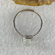 Type A Semi Icy Faint Lavender Tear Drop Shape Cabochon Jadeite in S925 Sliver Ring (Adjustable Size) 2.21g 12.4 by 7.4 by 5.0mm - Huangs Jadeite and Jewelry Pte Ltd