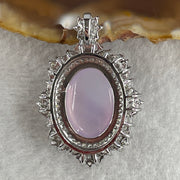 Natural Pink Chalcedony Agate Pendant on S925 Sliver with Cubic Zirconia 7.43g 17.9 by 13.0 by 8.0mm - Huangs Jadeite and Jewelry Pte Ltd
