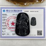Type A Opaque to Partial Translucent Black Omphacite Jadeite Milo Laughing Buddha Pendant 22.86g 64.6 by 40.5 by 8.7mm - Huangs Jadeite and Jewelry Pte Ltd