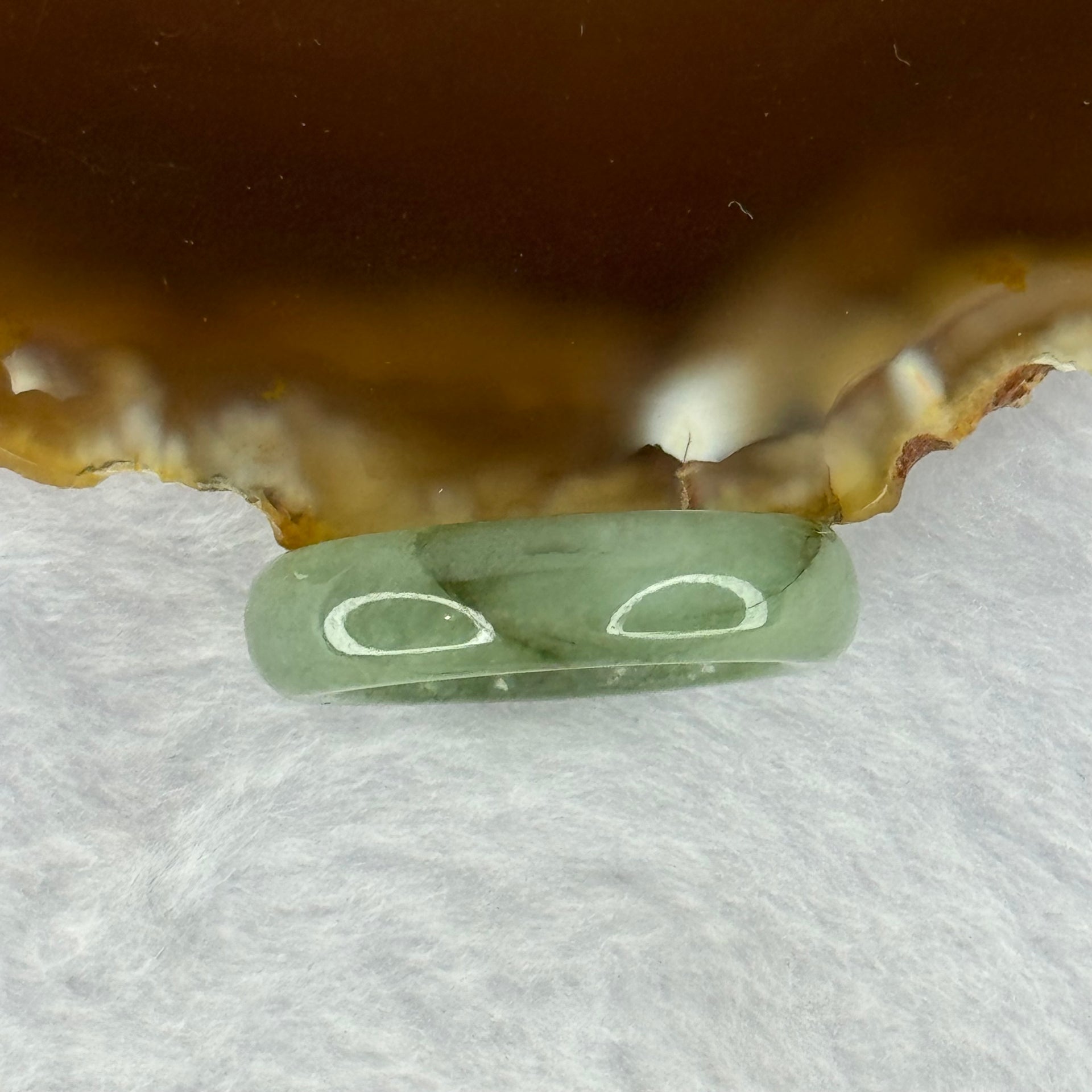 Type A Green with Brown Jadeite Ring 3.91g 5.8 by 3.6mm US7.25 HK15.75 (Slight External Line) - Huangs Jadeite and Jewelry Pte Ltd