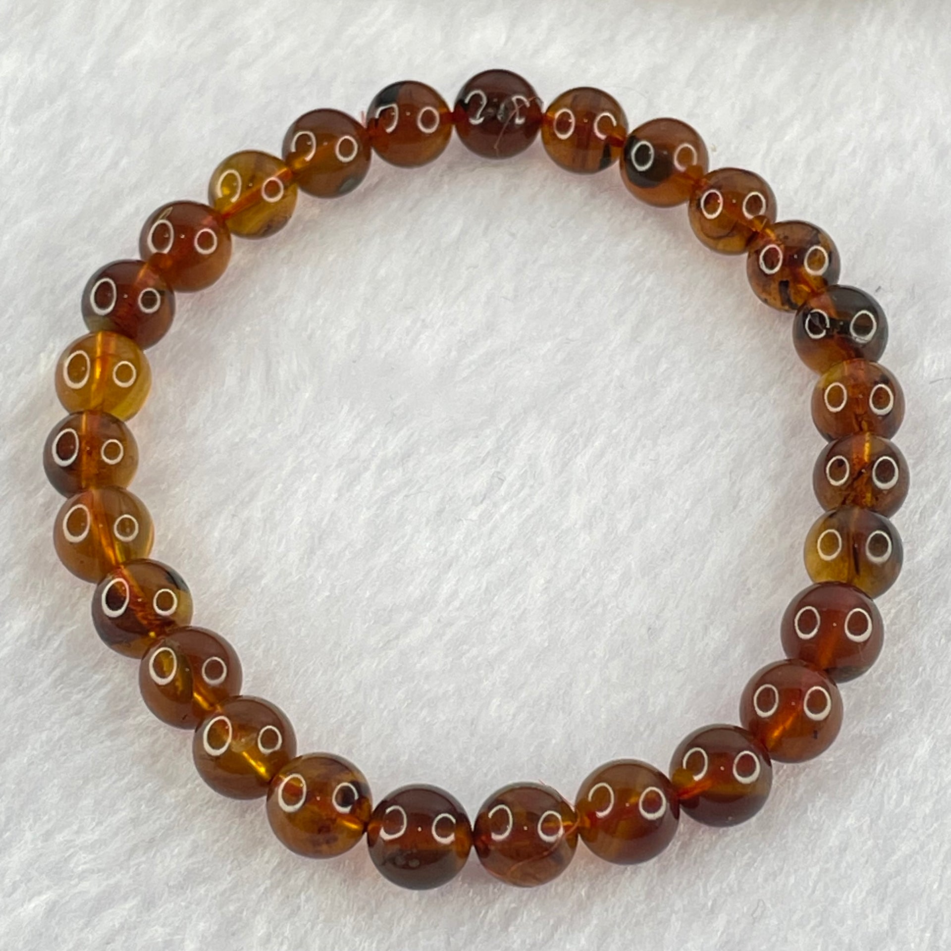 Natural Purple Amber Beads Bracelet 天然紫蜜琥珀手链 4.19g 15cm 6.6mm 27 Beads - Huangs Jadeite and Jewelry Pte Ltd