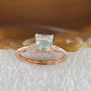 Natural Green Fluorite with Crystals In S925 Sliver Rose Gold Color Ring (Adjustable Size) 1.55g 5.7 by 4.2mm - Huangs Jadeite and Jewelry Pte Ltd