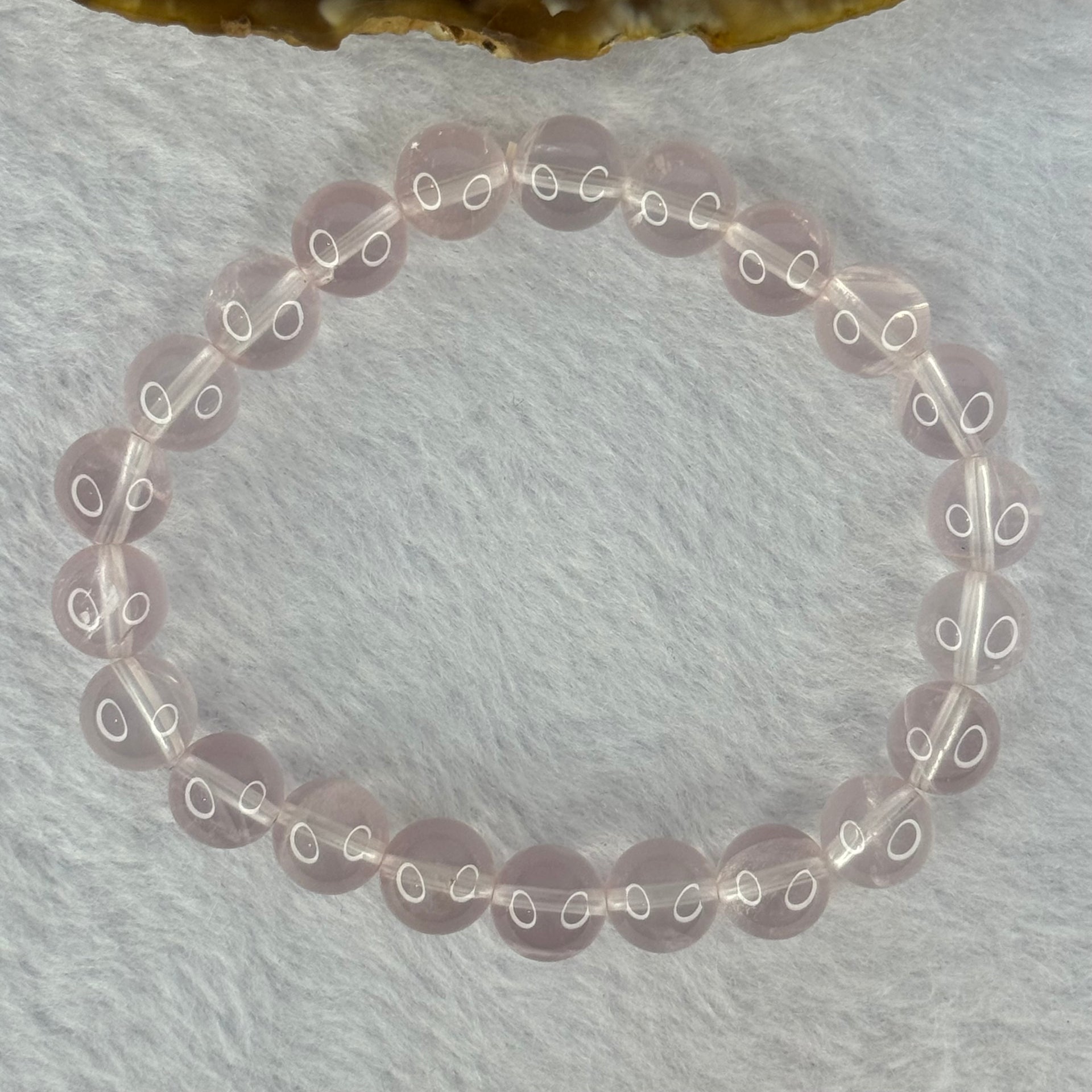 Natural Rose Quartz Beads Bracelet 天然玫瑰石英珠手链 20.77g 16cm 8.9mm 22 Beads - Huangs Jadeite and Jewelry Pte Ltd