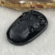 Type A Opaque to Partial Translucent Black Omphacite Jadeite Baby Buddha Pendant 13.75g 42.0 by 28.2 by 8.6mm - Huangs Jadeite and Jewelry Pte Ltd