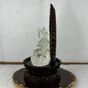 High Quality Natural Clear Quartz Vajrasattva With High Grade Wooden Stand Display 白水晶金刚撒埵和木脚摆件 526.66g 180.0 by 96.mm - Huangs Jadeite and Jewelry Pte Ltd